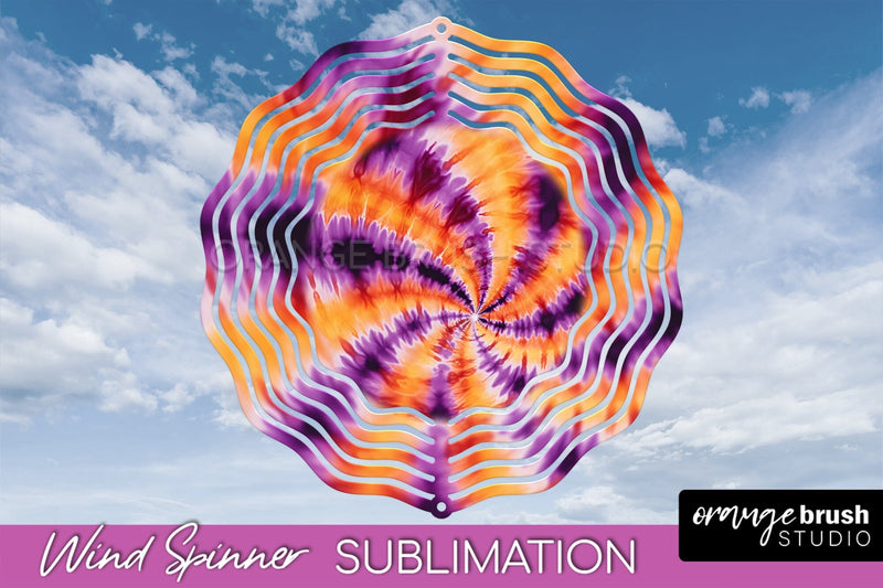Halloween Tie Dye Wind Spinner Sublimation Design Sublimation OrangeBrushStudio 