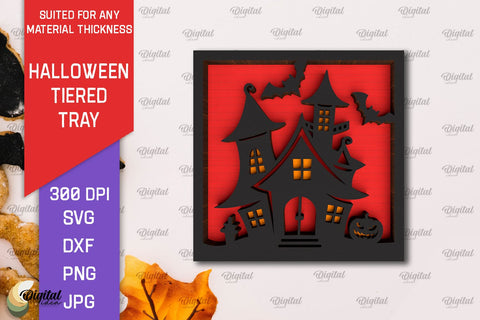 Halloween Tiered Tray Laser Cut Bundle. Halloween Decor SVG SVG Evgenyia Guschina 