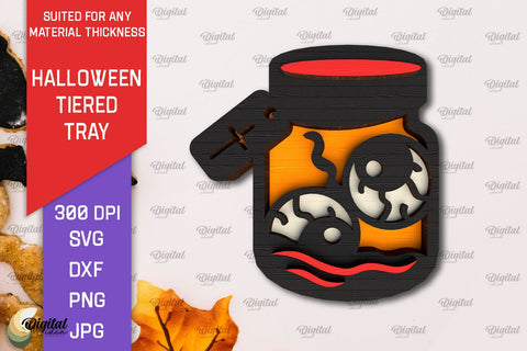 Halloween Tiered Tray Laser Cut Bundle. Halloween Decor SVG SVG Evgenyia Guschina 