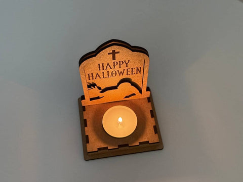 Halloween Tombstone Candle Holder | Happy Halloween Zombie Lantern | Laser Cut Tea Light SVG DXF File SVG LaserCutano 