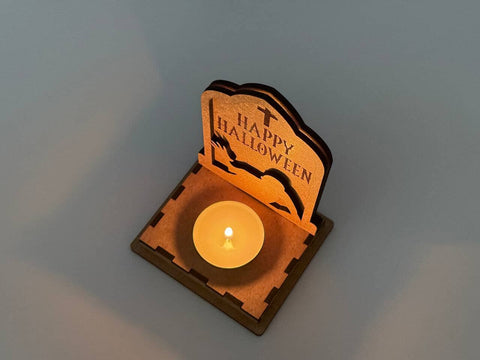 Halloween Tombstone Candle Holder | Happy Halloween Zombie Lantern | Laser Cut Tea Light SVG DXF File SVG LaserCutano 