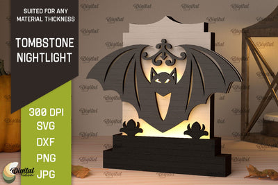 Halloween tombstone nightlight Laser Cut SVG Evgenyia Guschina 