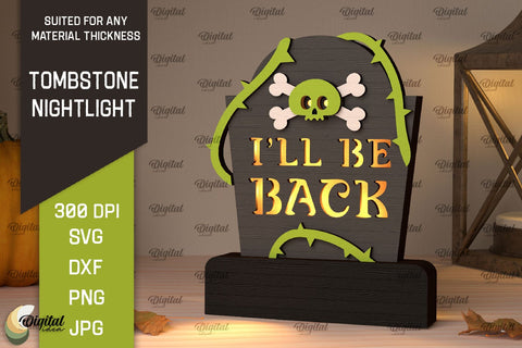 Halloween tombstone nightlight Laser Cut SVG Evgenyia Guschina 