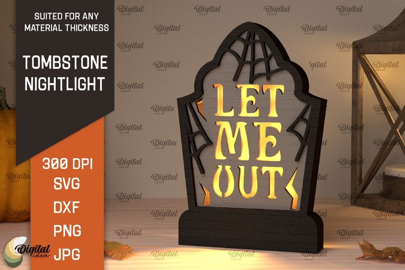 Halloween tombstone nightlight Laser Cut SVG Evgenyia Guschina 