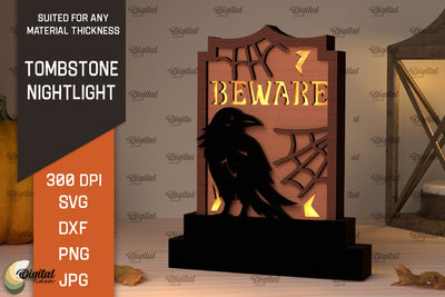 Halloween tombstone nightlight Laser Cut SVG Evgenyia Guschina 