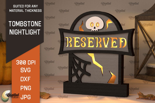 Halloween tombstone nightlight Laser Cut SVG Evgenyia Guschina 
