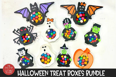 Halloween Treat Box SVG Bundle | 3D Candy Holder Cut Files | 10 Design Paper Treat Box Bundle | Cricut Silhouette Ready SVG The SVG Stop 