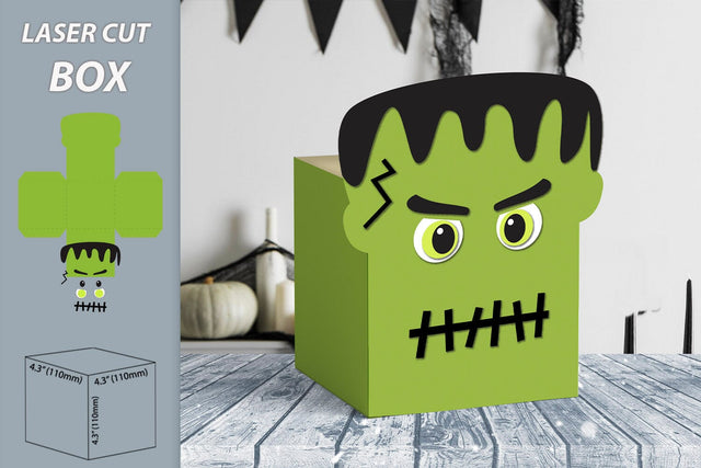 Halloween treat box svg laser cut, Kids candy paper box, Frankenstein SVG AnastasiyaArtDesign 