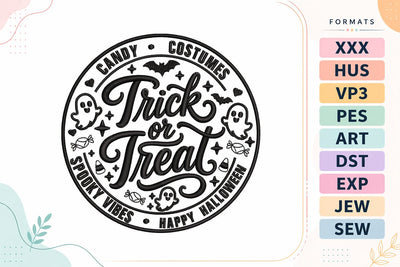 Halloween Trick Or Treat Embroidery Design Embroidery/Applique DESIGNS sg embroidery 