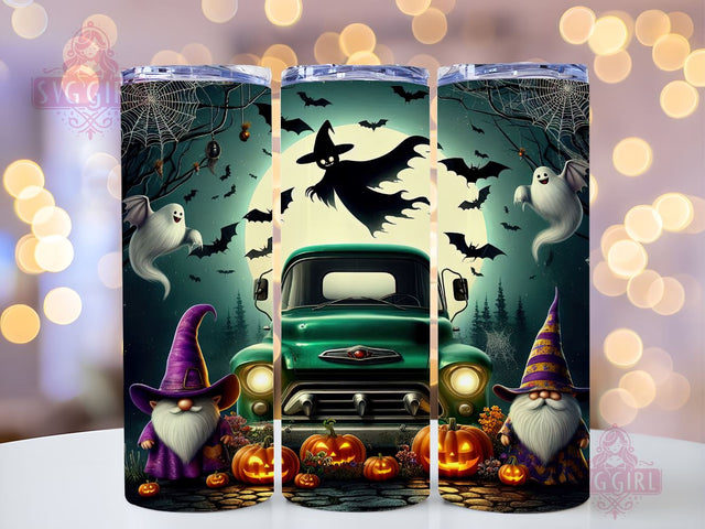 Halloween Truck 20oz Tumbler Wrap Sublimation Design, Straight Tapered Tumbler Wrap, Halloween Gnome Tumbler Png, Instant Digital Download Sublimation SvggirlplusArt 