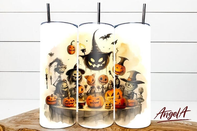 Halloween tumbler 20 oz / funny halloween characters png Sublimation Angelina Semenova 