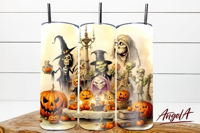 Halloween tumbler 20 oz / halloween Monster, pumpkins, ghost Sublimation Angelina Semenova 