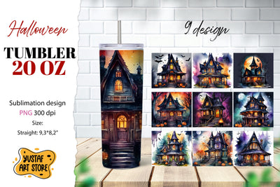 Halloween tumbler Bundle. Spooky House sublimation 9 design Sublimation Yustaf Art Store 