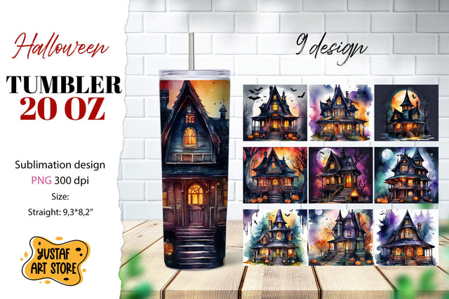 Halloween tumbler Bundle. Spooky House sublimation 9 design Sublimation Yustaf Art Store 