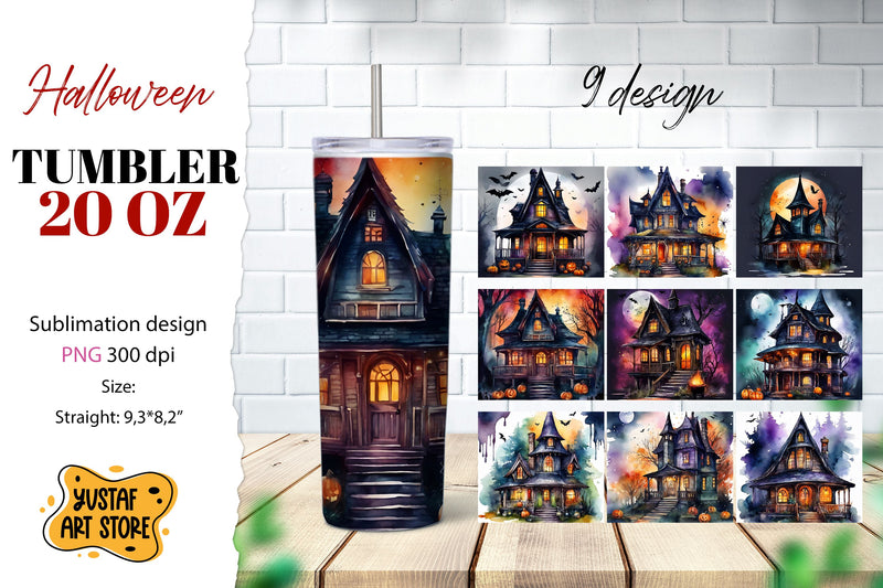 Halloween tumbler Bundle. Spooky House sublimation 9 design Sublimation Yustaf Art Store 