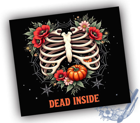 Halloween Tumbler, Dead Inside, Skeleton Design, 20oz Wrap, Spooky Sublimation, Digital Download, Halloween Decor Sublimation ToriDesigns 