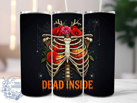 Halloween Tumbler, Dead Inside, Skeleton Design, 20oz Wrap, Spooky Sublimation, Digital Download, Halloween Decor Sublimation ToriDesigns 