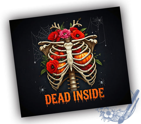 Halloween Tumbler, Dead Inside, Skeleton Design, 20oz Wrap, Spooky Sublimation, Digital Download, Halloween Decor Sublimation ToriDesigns 