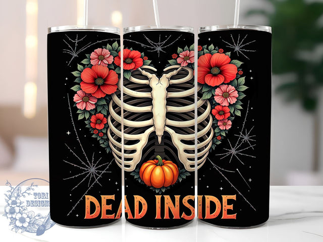 Halloween Tumbler, Dead Inside, Skeleton Design, 20oz Wrap, Spooky Sublimation, Digital Download, Halloween Decor Sublimation ToriDesigns 