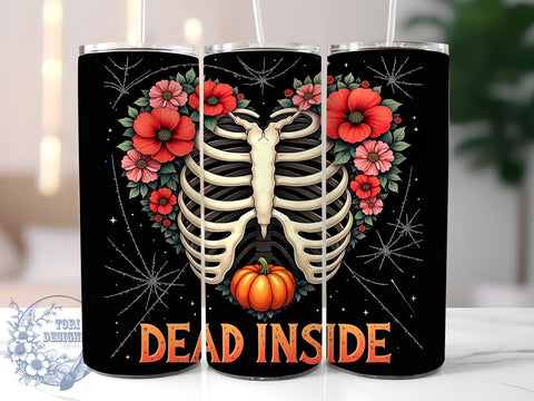 Halloween Tumbler, Dead Inside, Skeleton Design, 20oz Wrap, Spooky Sublimation, Digital Download, Halloween Decor Sublimation ToriDesigns 
