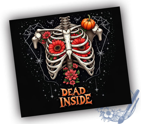 Halloween Tumbler, Dead Inside, Skeleton Design, 20oz Wrap, Spooky Sublimation, Digital Download, Halloween Decor Sublimation ToriDesigns 