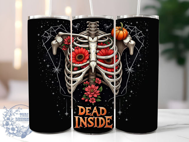 Halloween Tumbler, Dead Inside, Skeleton Design, 20oz Wrap, Spooky Sublimation, Digital Download, Halloween Decor Sublimation ToriDesigns 