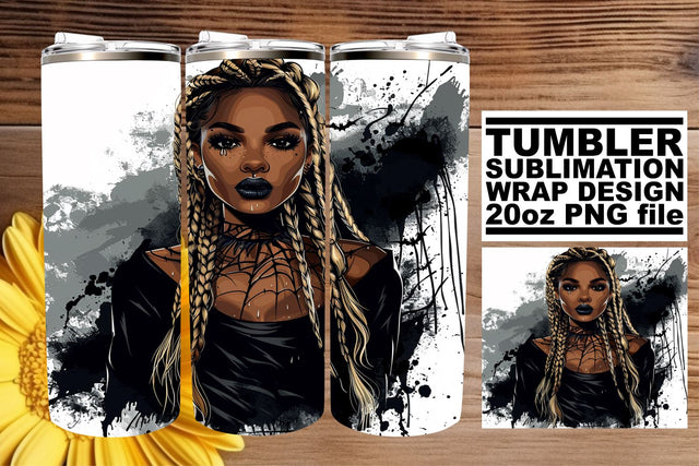 Halloween Tumbler Design Afro Woman Watercolor 20oz Sublimation afrosvg 