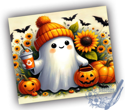Halloween Tumbler, Ghost Design, Sublimation PNG, Halloween Decor, Spooky Tumbler, Fall Craft, Halloween Gift, 20 oz Tumbler Sublimation ToriDesigns 