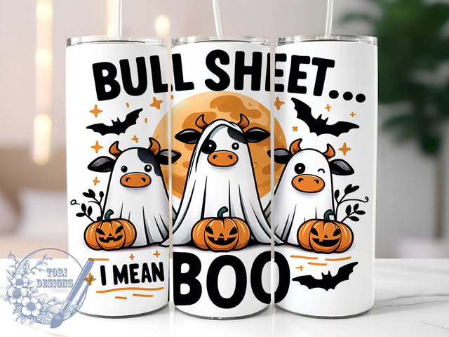 Halloween Tumbler, Ghostly Design, Bull Mug, 20 oz Sublimation, Spooky Drinkware, Cute Halloween Cup, Fall Decor, Trick or Treat Tumbler Sublimation ToriDesigns 