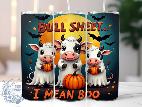 Halloween Tumbler, Ghostly Design, Bull Mug, 20 oz Sublimation, Spooky Drinkware, Cute Halloween Cup, Fall Decor, Trick or Treat Tumbler Sublimation ToriDesigns 