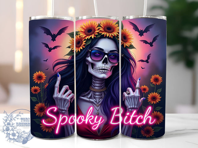 Halloween Tumbler, Spooky Woman, Sunflower Design, Sublimation PNG, Halloween Decor, Fall Tumbler, Witchy Vibes, 20oz Tumbler Sublimation ToriDesigns 