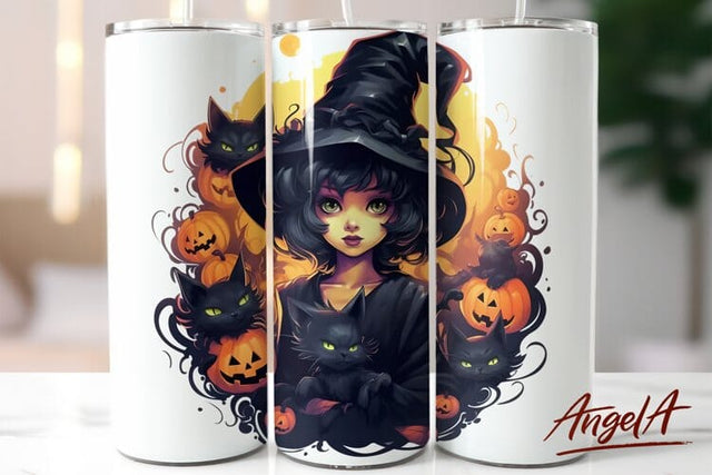 Halloween tumbler sublimation / cartoon witch, pumpkin png Sublimation Angelina Semenova 