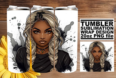 Halloween Tumbler Sublimation Wrap Watercolor Afro Woman Sublimation afrosvg 