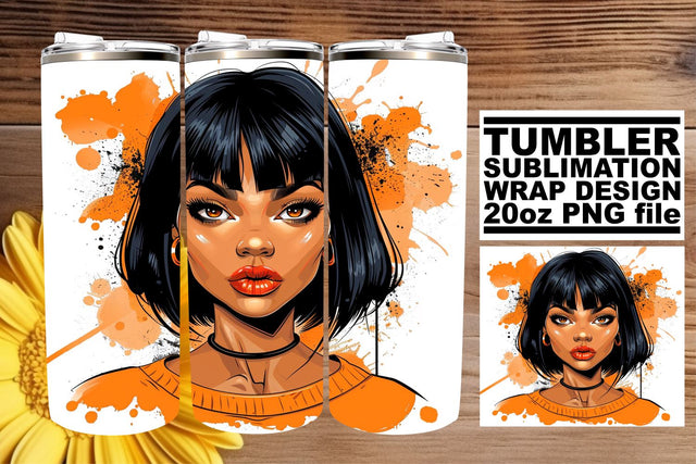 Halloween Tumbler Sublimation Wrap Watercolor Afro Woman Sublimation afrosvg 