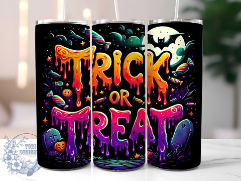 Halloween Tumbler, Trick Or Treat Mug, Fun Halloween Drinkware, 20 oz Sublimation, Spooky Season Cup, Cute Halloween Design, Fall Festivities Tumbler, Halloween Party Drinkware Sublimation ToriDesigns 