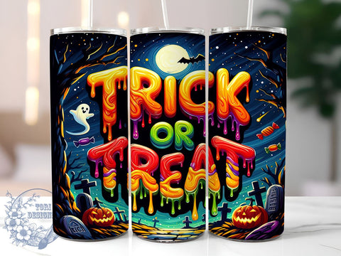 Halloween Tumbler, Trick Or Treat Mug, Fun Halloween Drinkware, 20 oz Sublimation, Spooky Season Cup, Cute Halloween Design, Fall Festivities Tumbler, Halloween Party Drinkware Sublimation ToriDesigns 