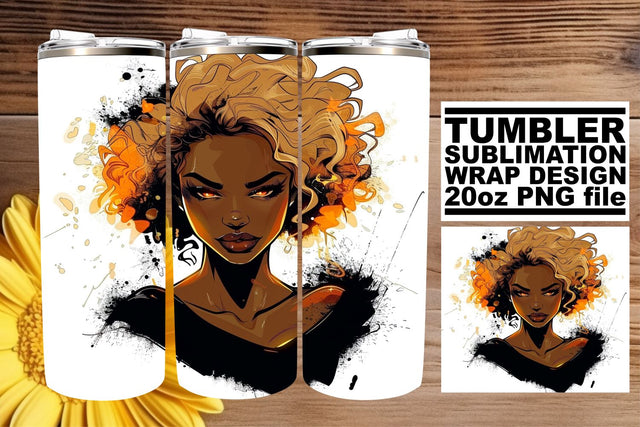 Halloween Tumbler Wrap African American Gothic Portrait Sublimation afrosvg 