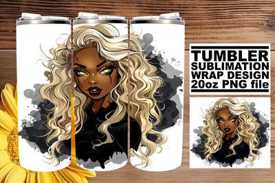 Halloween Tumbler Wrap African American Gothic Portrait Sublimation afrosvg 