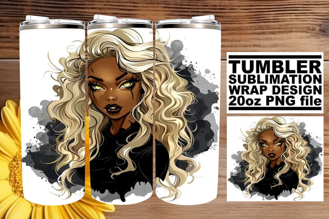 Halloween Tumbler Wrap African American Gothic Portrait Sublimation afrosvg 
