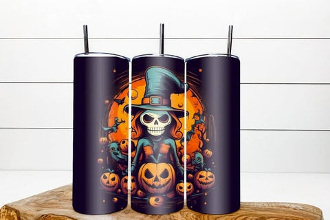 halloween tumbler wrap / cartoon halloween characters PNG Sublimation Angelina Semenova 