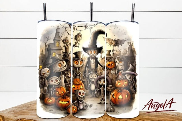 Halloween tumbler wrap , family of monsters, pumpkin Sublimation Angelina Semenova 