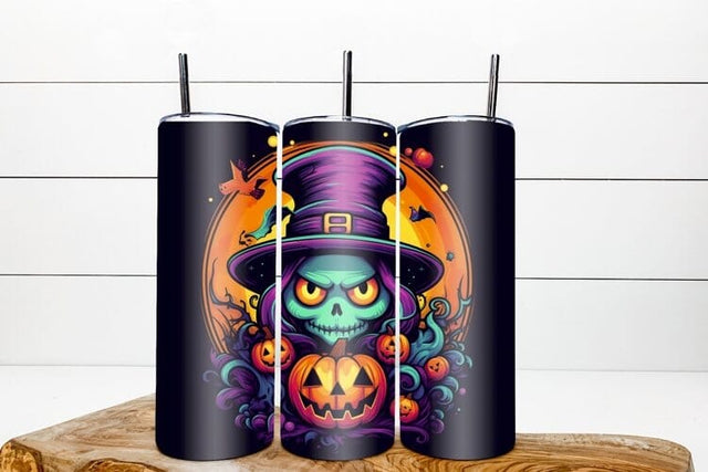 Halloween tumbler wrap, halloween monster cartoon PNG Sublimation Angelina Semenova 