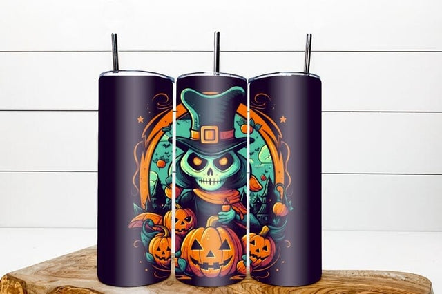 Halloween tumbler wrap, halloween scary face cartoon PNG Sublimation Angelina Semenova 