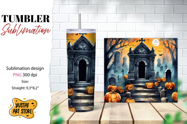 Halloween tumbler wrap. Spooky cemetery sublimation Sublimation Yustaf Art Store 