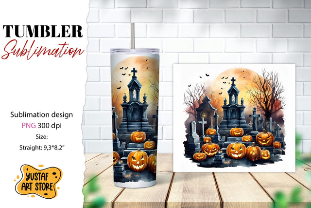 Halloween tumbler wrap. Spooky cemetery sublimation Sublimation Yustaf Art Store 