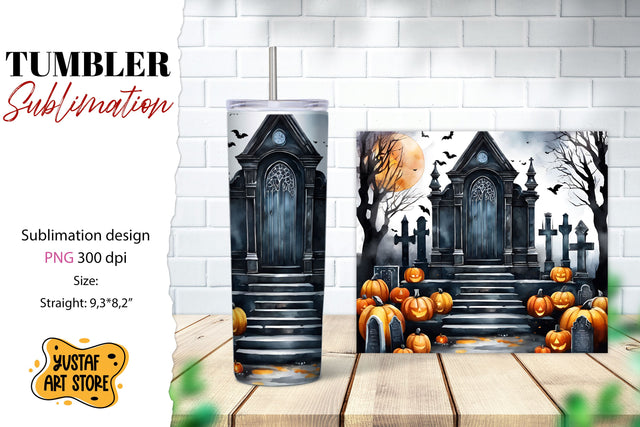 Halloween tumbler wrap. Spooky cemetery sublimation Sublimation Yustaf Art Store 