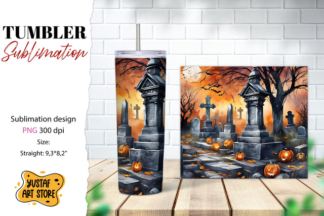Halloween tumbler wrap. Spooky cemetery sublimation Sublimation Yustaf Art Store 