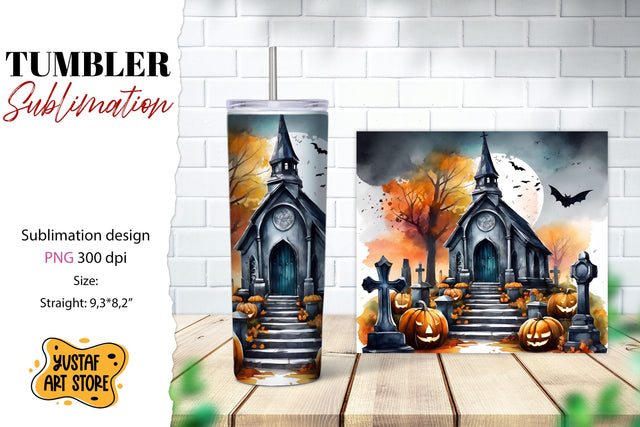 Halloween tumbler wrap. Spooky cemetery sublimation Sublimation Yustaf Art Store 