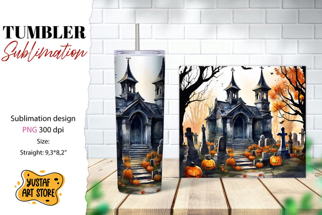 Halloween tumbler wrap. Spooky cemetery sublimation Sublimation Yustaf Art Store 