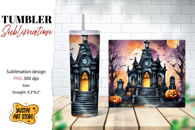 Halloween tumbler wrap. Spooky cemetery sublimation Sublimation Yustaf Art Store 